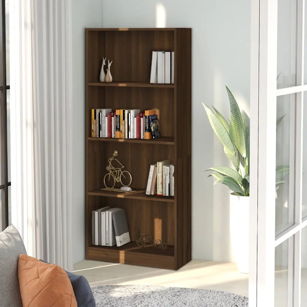 vidaXL Estante 4 prateleiras 60x24x142cm derivados de madeira castanho