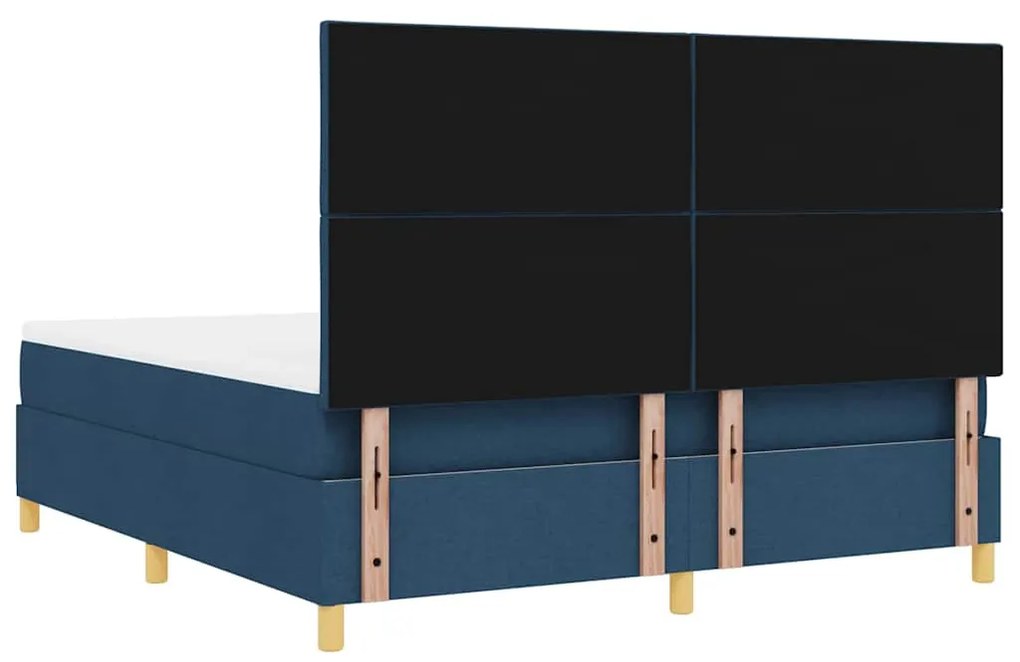 Cama com Box Spring com Colchão e LED Azul 180x200 cm Tecido
