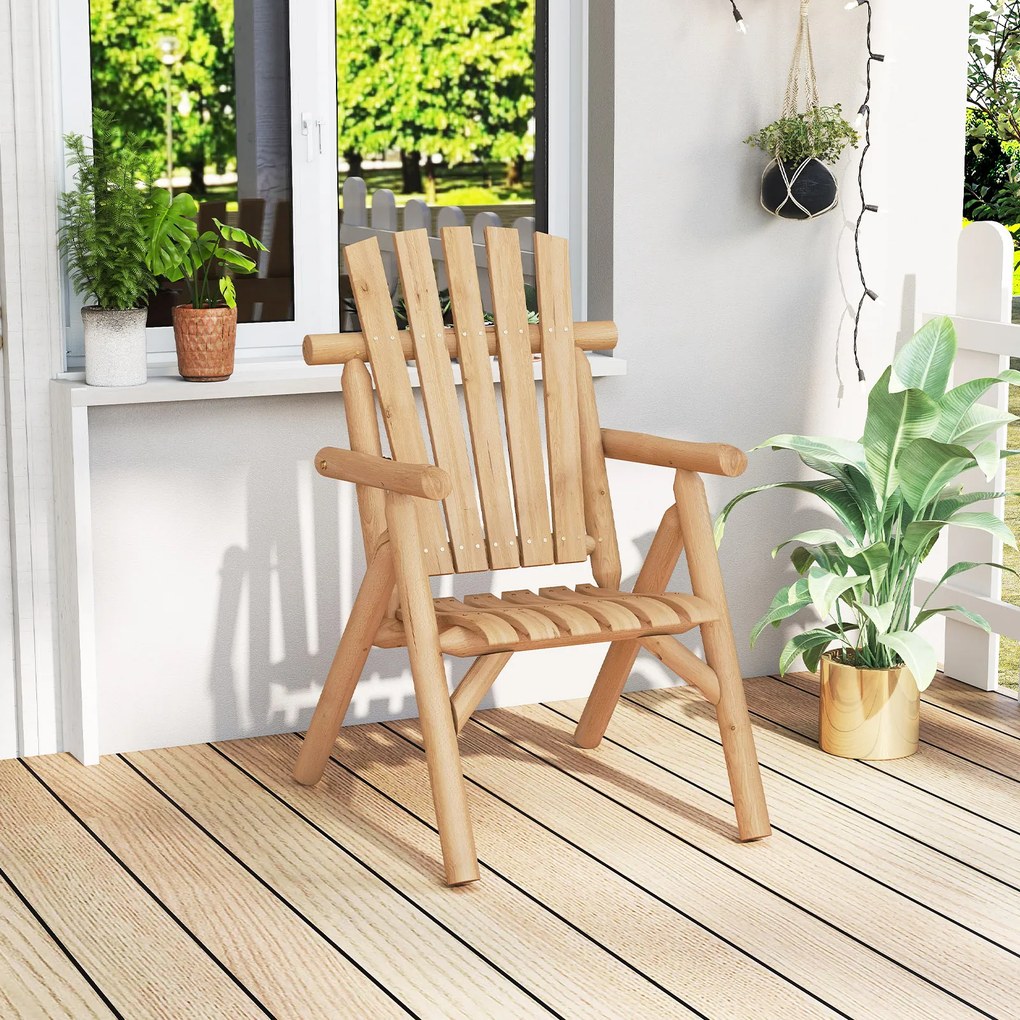 Cadeira de Jardim, 80 x 66 x 107 cm, Encosto Alto, Natural