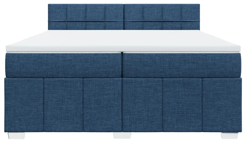Cama com molas/colchão 200x200 cm tecido azul