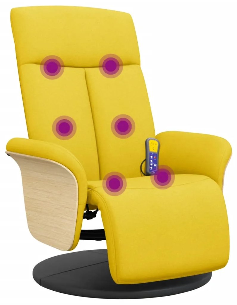 Cadeira de massagens reclinável c/ apoio de pés tecido amarelo
