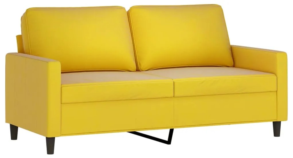 2 pcs conjunto de sofás com almofadões veludo amarelo