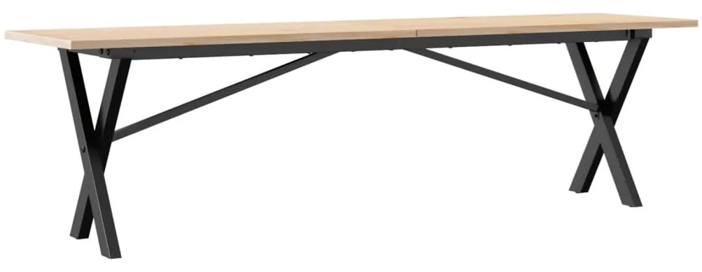 Mesa de centro estrutura em X 160x40x45cm pinho e aço