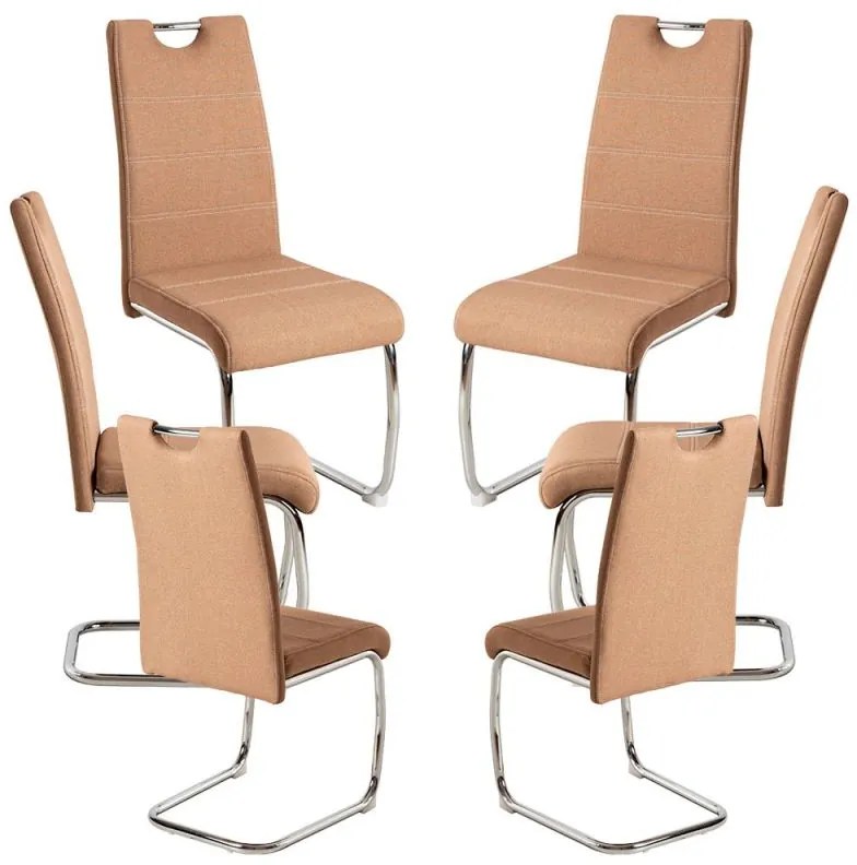 Pack 6 Cadeiras Hallen Tecido - Castanho Claro