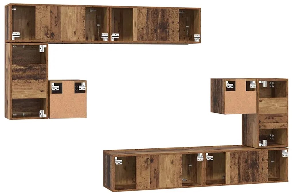 Conjunto de móvel de TV com armazenamento com porta 8 pcs Madeira Anti