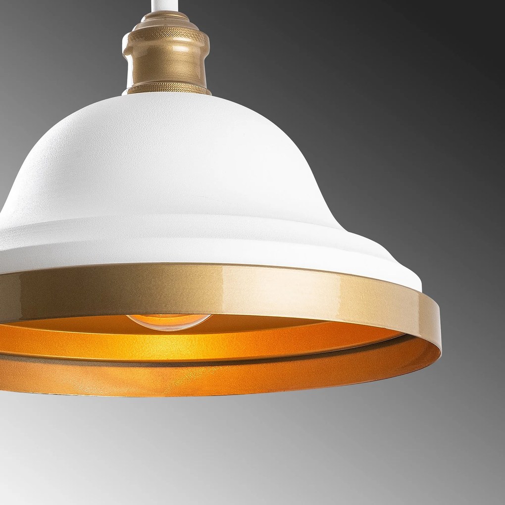 Candeeiro Chandelier Dodo – Branco e Dourado – 30 x 30 cm