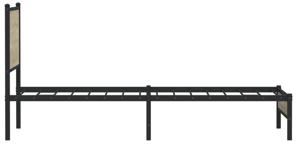 Estrutura de cama sem colchão 100x190 cm metal carvalho sonoma