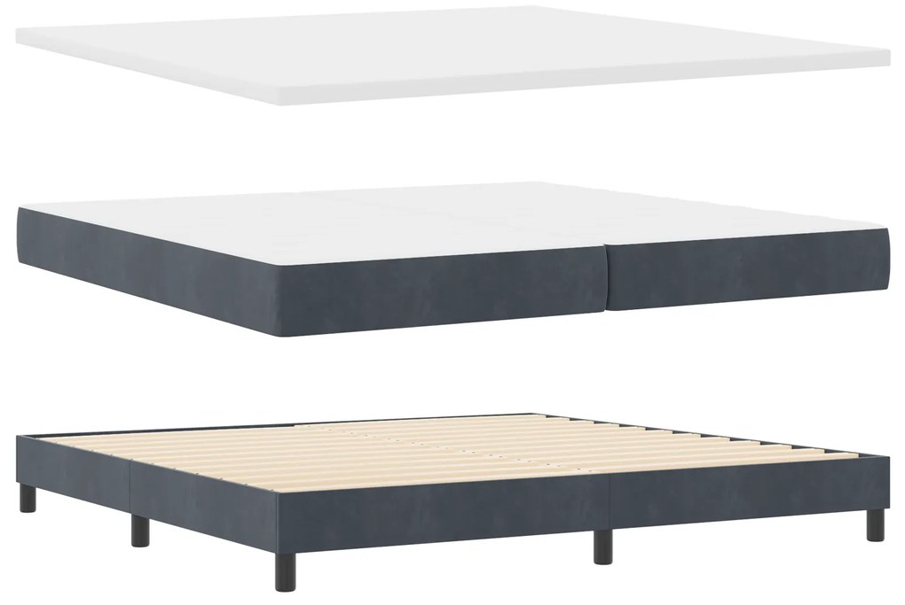 Cama Box com Colchão vidaXL Cinza Escuro 200x200 cm Veludo