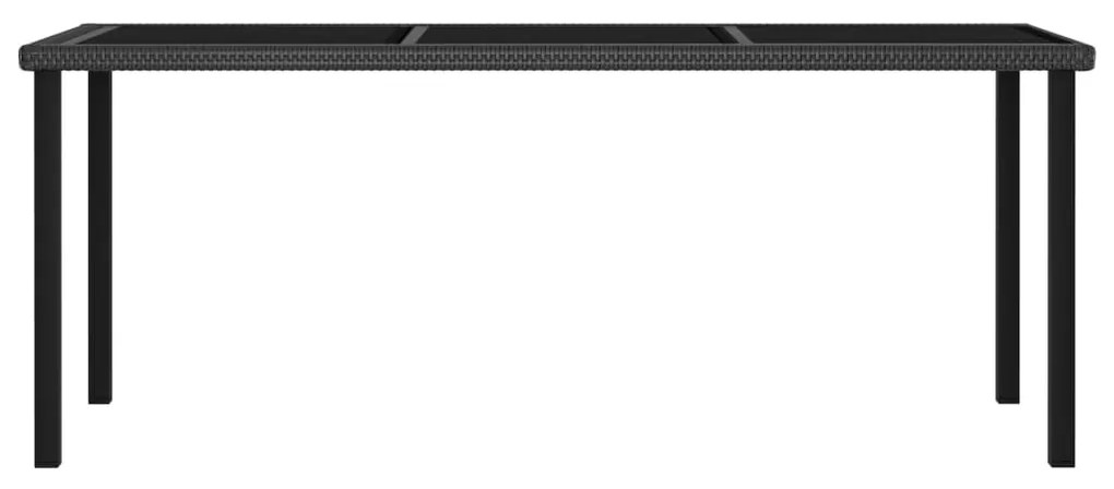 7 pcs conjunto de jantar para jardim vime PE preto