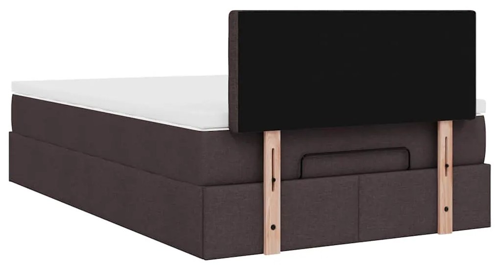 Cama otomana com colchão 120x200 cm tecido castanho escuro