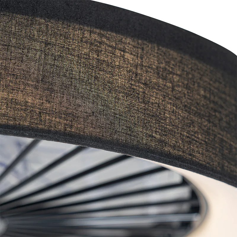 Ventilador de teto preto 47cm incl. LED regulável com controle remoto - Emily Moderno