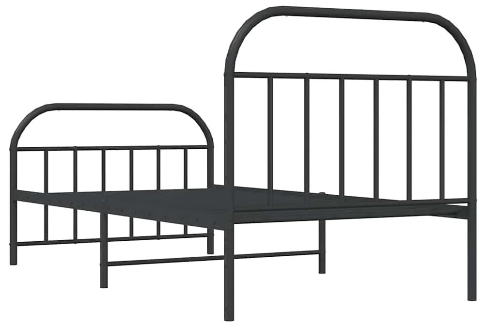 Estrutura de cama com cabeceira e pés 100x190 cm metal preto