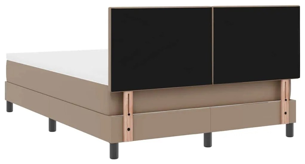 Cama Box com Colchão em Cappuccino - 140 x 200 cm, Couro Sintético.