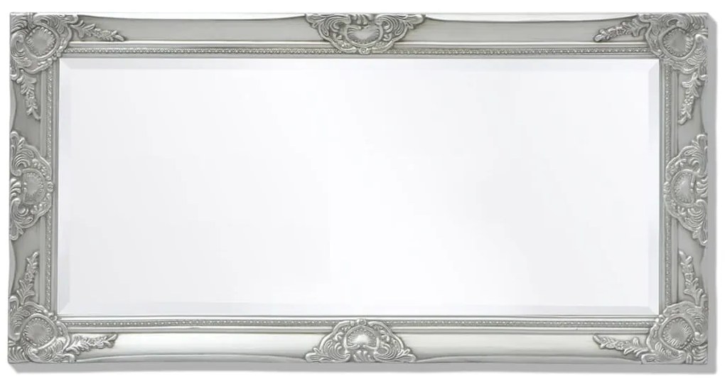 Espelho de parede, estilo barroco, 100x50 cm, prateado
