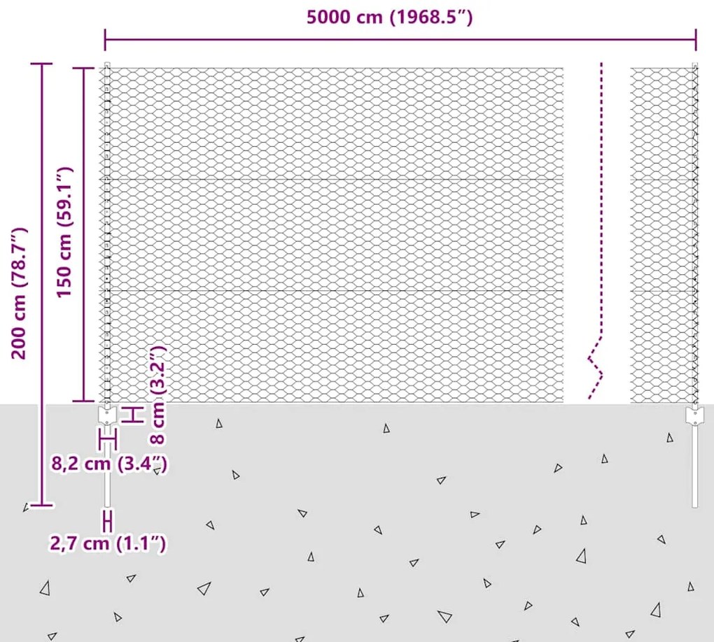 Postes de Cerca vidaXL 22 pcs U-Channel Cinza 150 cm Aço