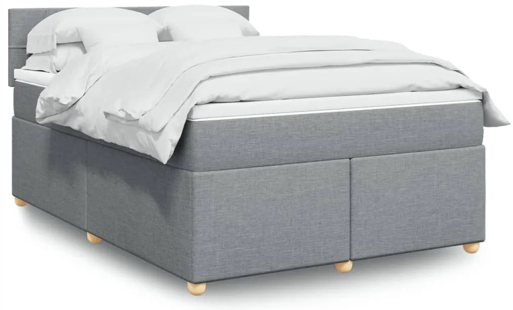 vidaXL Cama com molas/colchão 140x200 cm tecido cinzento-claro