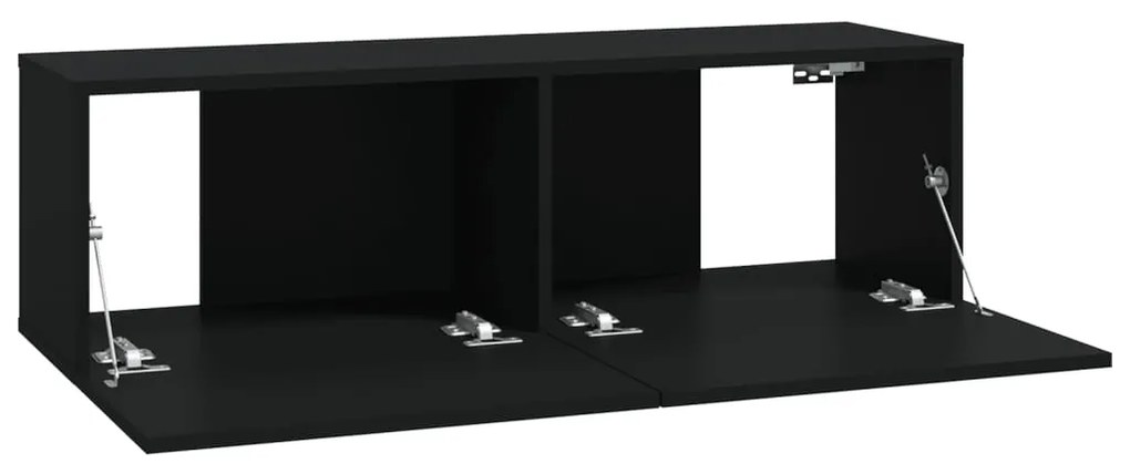 Móveis de TV p/ parede 2pcs 100x30x30cm derivados madeira preto