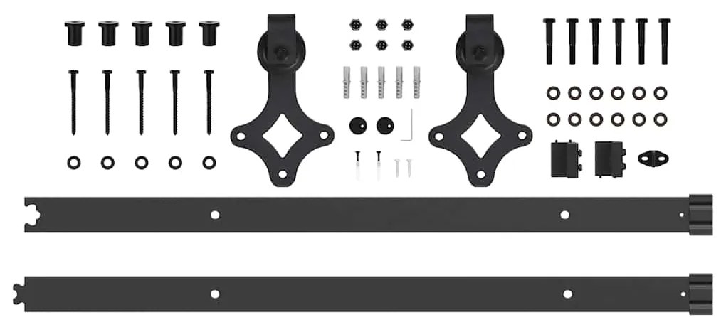 Kit de ferragens para porta deslizante 152,5 cm aço preto