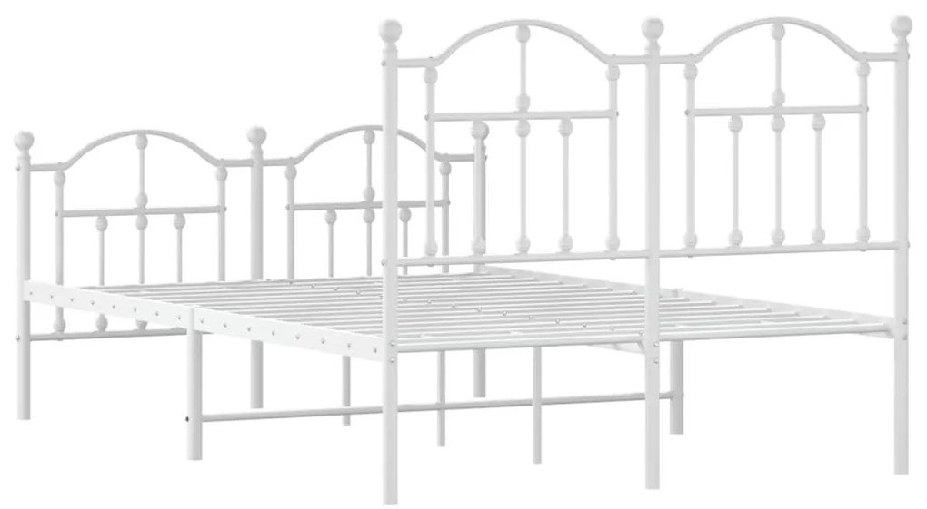 Estrutura de cama com cabeceira e pés 120x200 cm metal branco