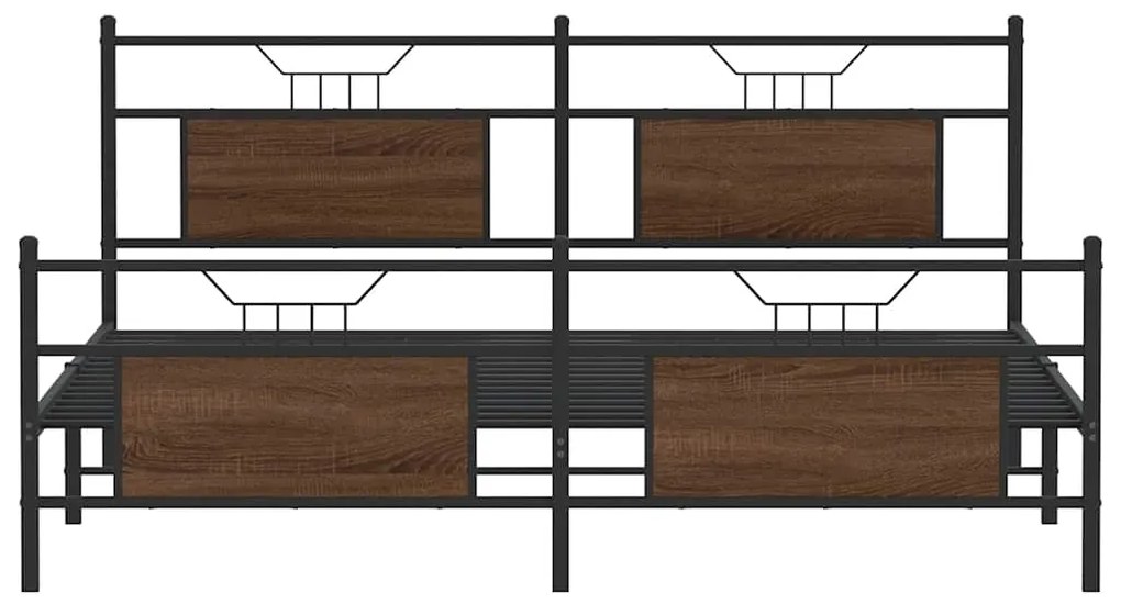 Estrutura cama sem colchão 183x213 cm metal carvalho castanho