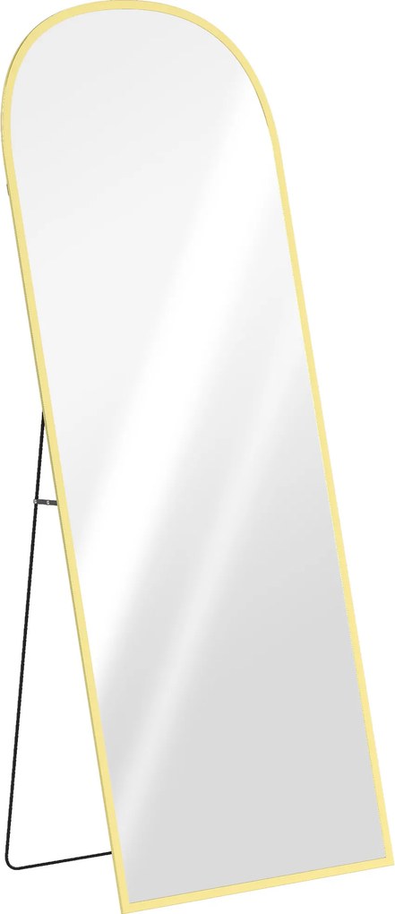 HOMCOM Espelho de Pé Espelho de Corpo Inteiro 60x165 cm com Estrutura de Liga de Alumínio e Suporte para Sala Quarto Dourado | Aosom Portugal