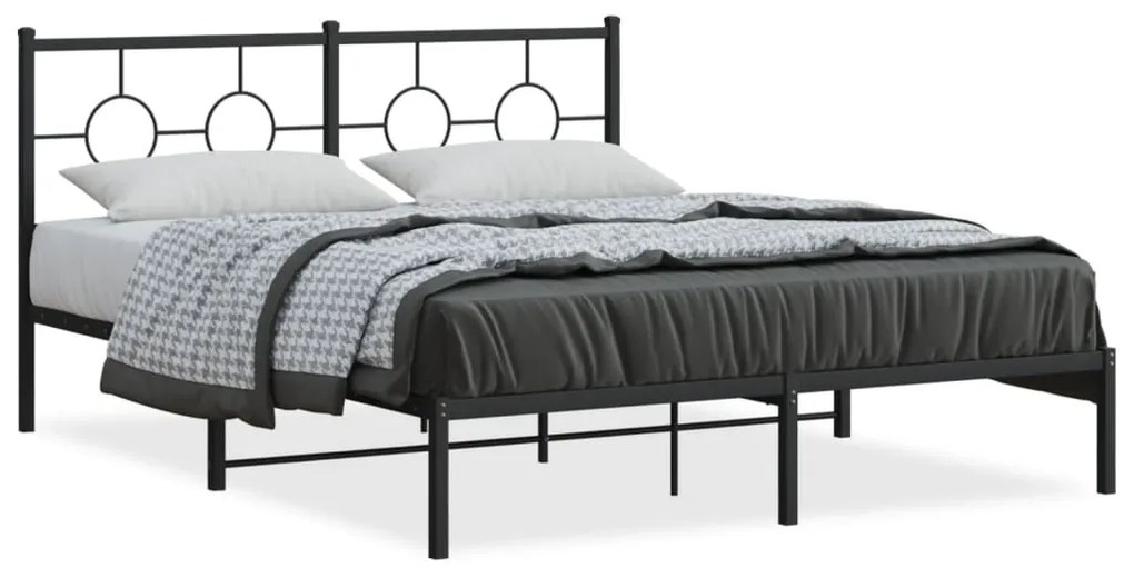 vidaXL Estrutura de cama em metal com cabeceira 150x200 cm preto