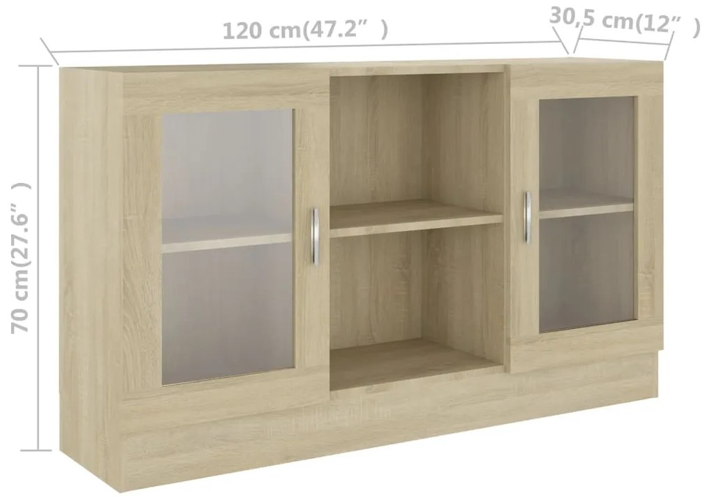 Armário vitrine derivados de madeira carvalho sonoma