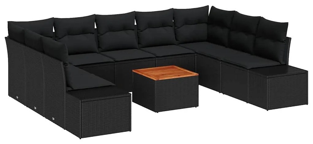 Conjunto de Sofás de Jardim 10 pcs Preto