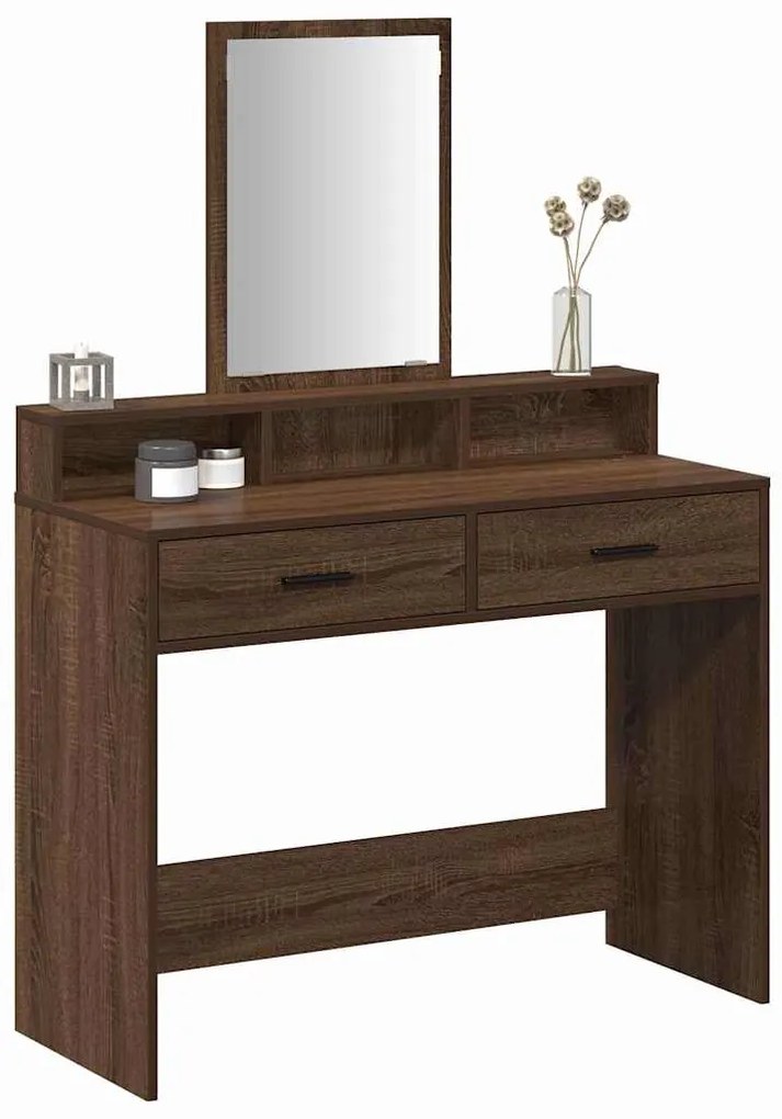 Mesa de Maquilhagem com Gavetas Castanho Carvalho 100x41x140 cm