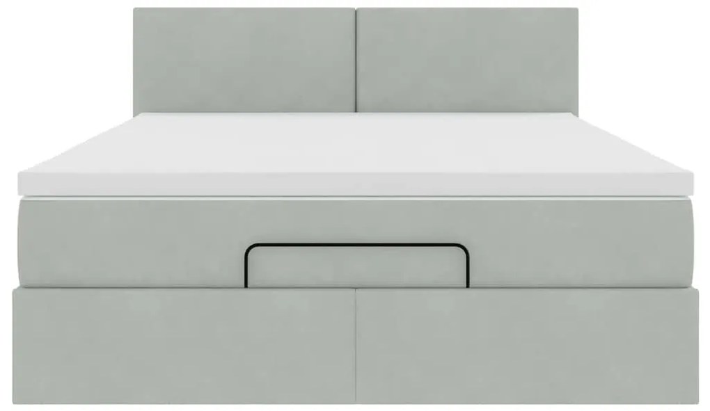Estrutura de cama otomana com colchão 140x200 cm cinzento claro