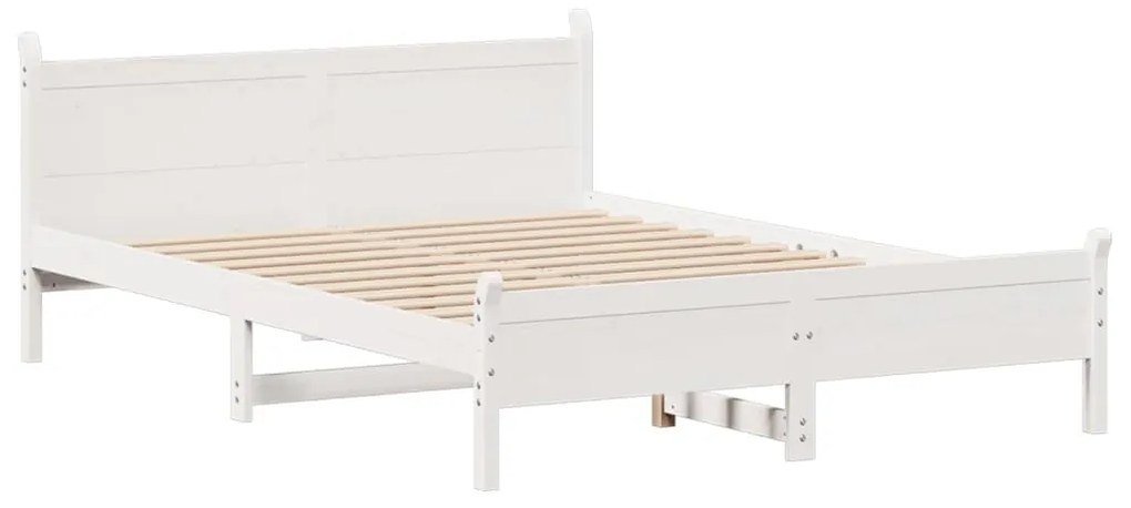 Cama sem colchão 150x200 cm madeira de pinho maciça branco