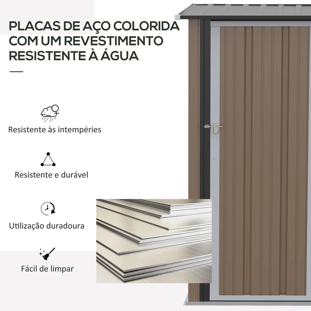 Abrigo de Jardim em Aço Galvanizado – 142x84x189 cm | Armazenamento Se