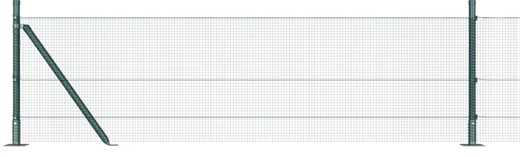 Cerca de Fio Soldado com 7 Postes Flangeados Verde 0.6x10 m Aço