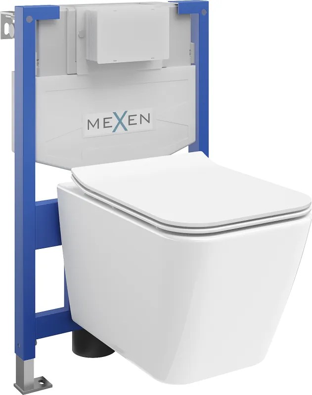 Mexen Cube conjunto embutido WC estrutura Fenix XS-F com sanita e tampa de queda suave, branco brilho - 68030924000