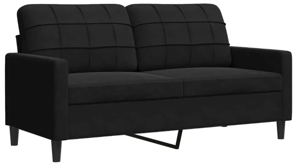 3 pcs conjunto de sofás com almofadões veludo preto