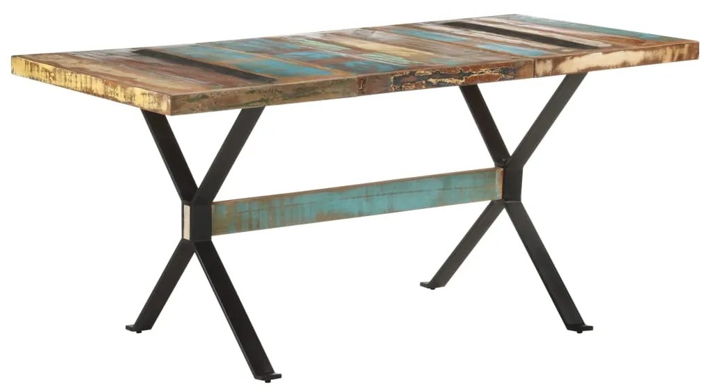 Mesa de jantar 160x80x76 cm madeira recuperada maciça
