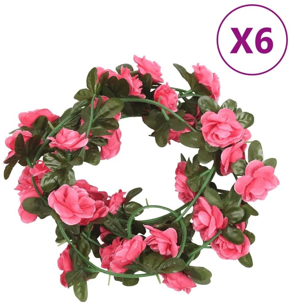 Grinaldas de flores de Natal 6 pcs 240 cm vermelho rosado