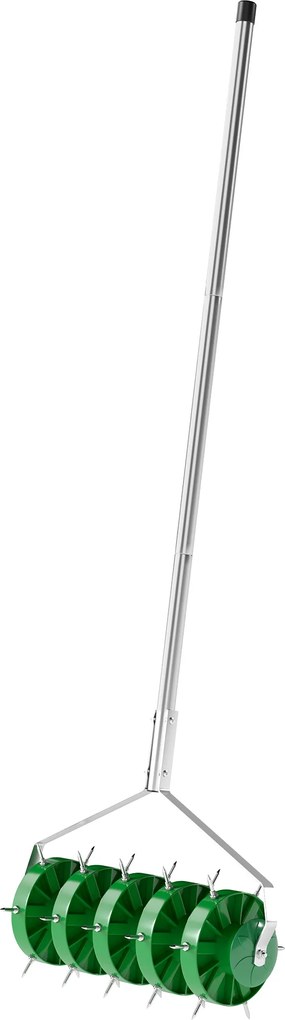 Rolo arejador de relva com pega removível em 3 peças, arejador de relva manual, 45 x 21 x 140 cm, verde escuro