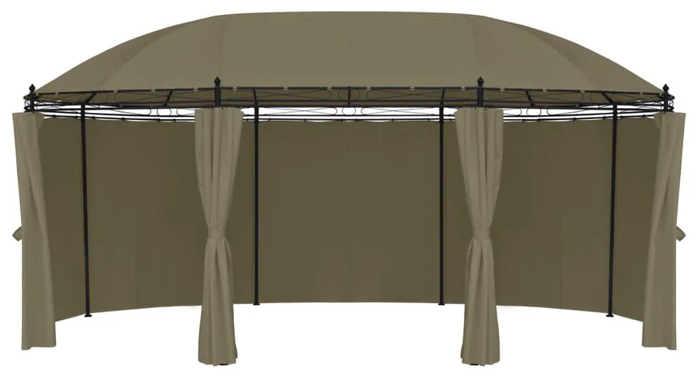 Gazebo c/ cortinas 520x349x255 cm 180 g/m² cinzento-acastanhado