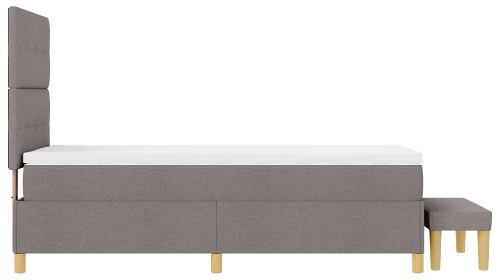 Cama Box Spring vidaXL com Colchão e Banco Taupe 90x190 cm Tecido