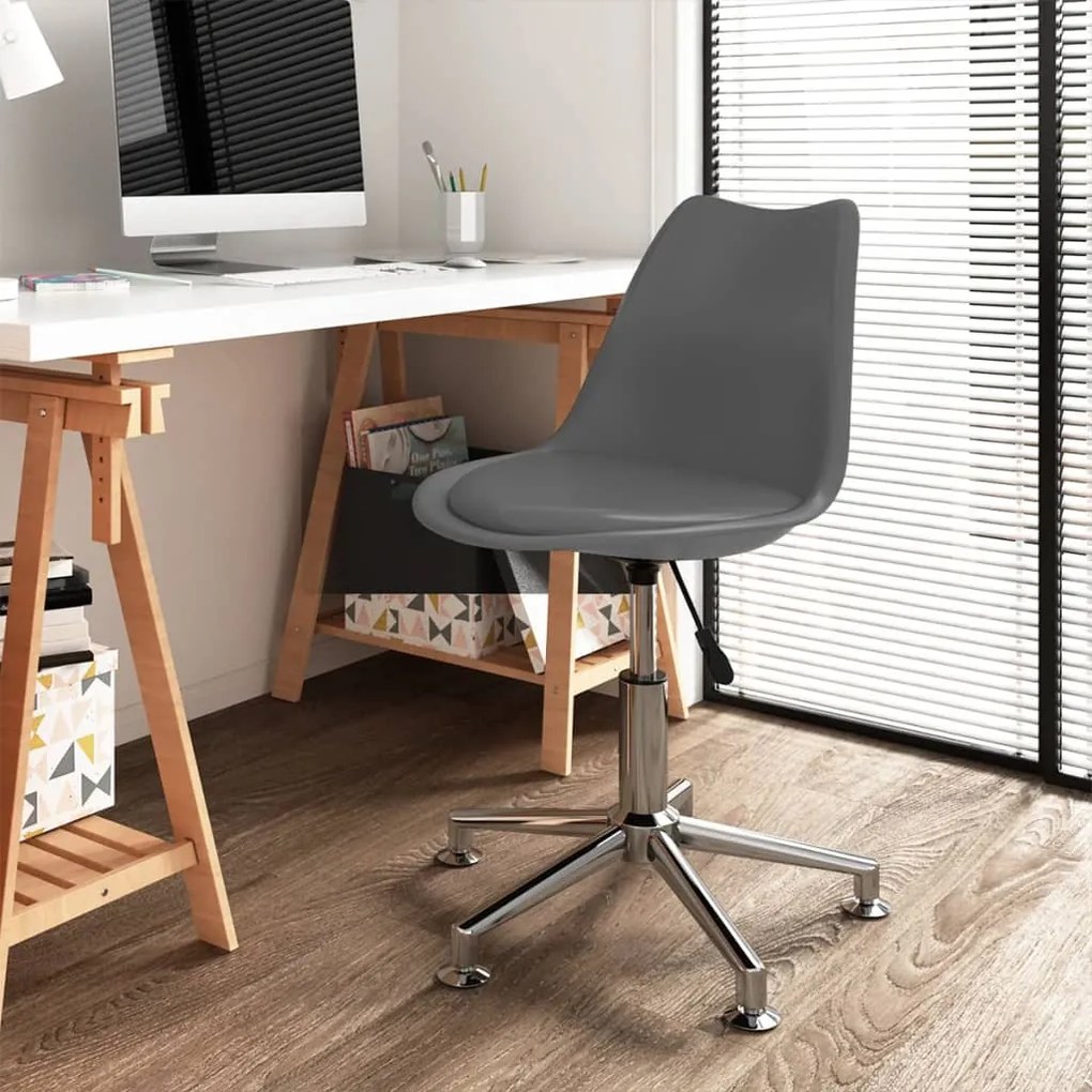 vidaXL Cadeira de escritório giratória couro artificial cinzento