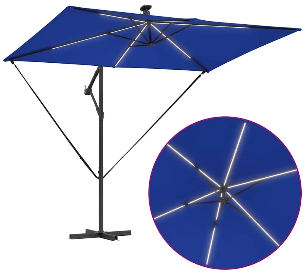 Guarda-sol de Bananeira Cantilever Azul 294 x 200 x 254 cm