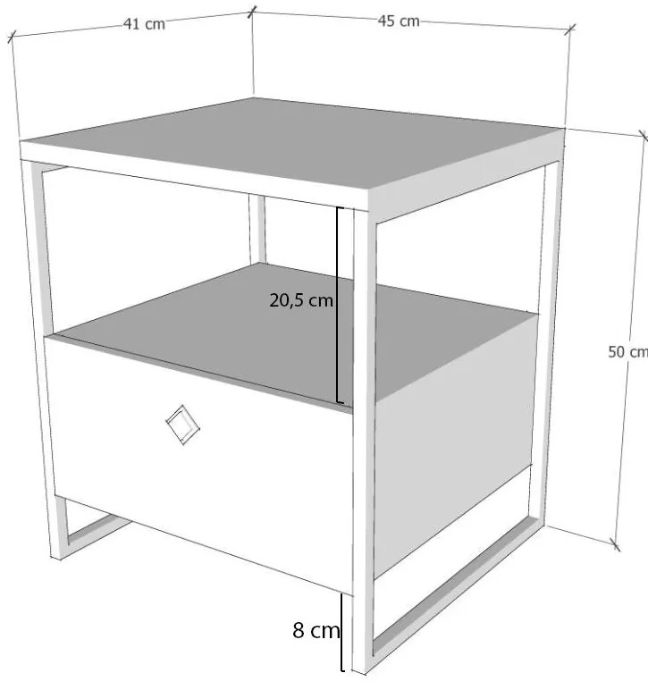 Mesa de Cabeceira Altunizade – Antracite – 45x50x41 cm