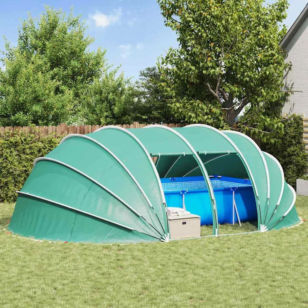 vidaXL Tenda de Piscina Domo Verde 640 x 432 x 205 cm