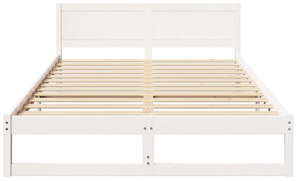 Estrutura de Cama Branca Madeira de Pinho Maciça 140 x 200 cm