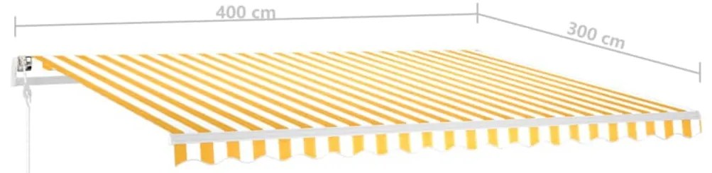 Toldo retrátil manual com postes 4x3 m amarelo e branco