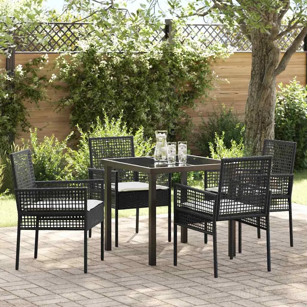 vidaXL Conjunto de Jantar para Jardim 5 pcs Preto Rattan Sintético