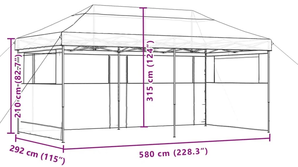 Tenda p/ festas pop-up dobrável 3 paredes laterais terracotta