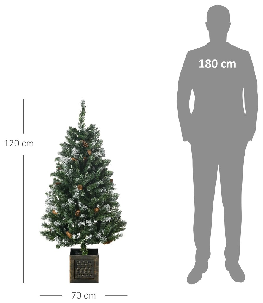 Árvore de Natal Artificial Nevada  Altura 120 cm com 328 Ramos e Suporte Metálico Verde