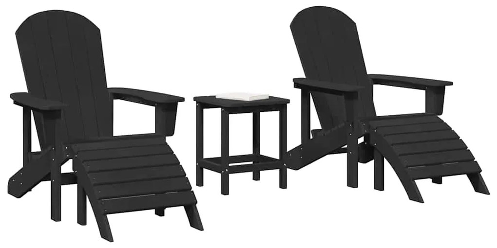 Conjunto de Lounge para Jardim vidaXL 3 Peças Preto HDPE